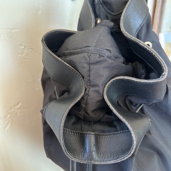 MOSCHINO BLACK NYLON BUCKET BAG PURSE